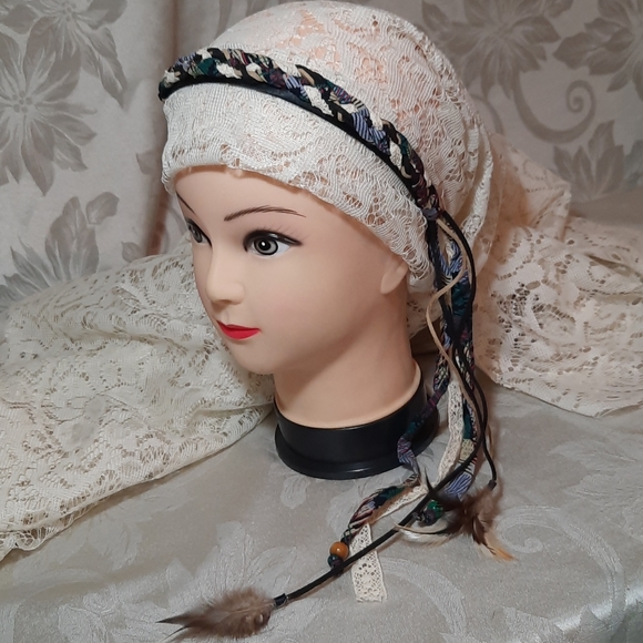 Accessories - Boho Braided\Feathered Hairband with Tails